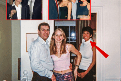 Who is the person smiling in the photo of Prince Andrew and Virginia Roberts Giuffre, who has the potential to bring down the Western elite?