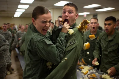 Fort Hood Mess Hall Turns into a Battlefield: The Food Fight with Hashed Beans and Sauce Exposed a Secret Betrayal!