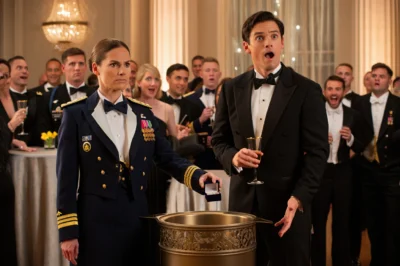 The Vetoed Champagne Glass: Female Colonel Throws Priceless Gift into the Trash at the Holiday Gala – A Declaration of War Against Corruption!