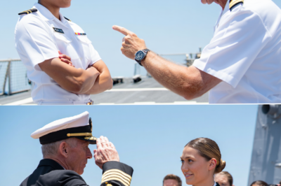 Forcing a female soldier to salute, the Commander turns pale upon seeing the ‘mysterious object’ on her chest