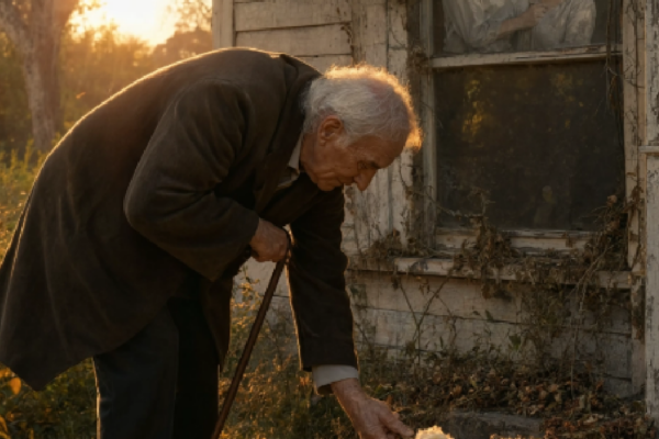Every morning, the old man would leave a flower in front of the abando...