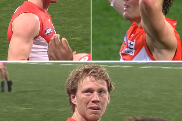 Sydney Swans captain Callum Mills broke down in tears on the sideline,...
